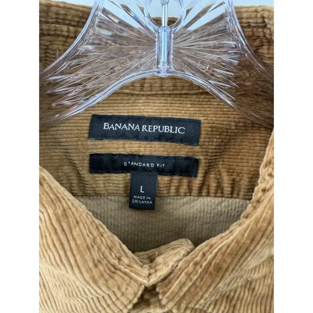 Banana Republic Men's Brown Collared Corduroy Button Up Shirt Size Large Classic